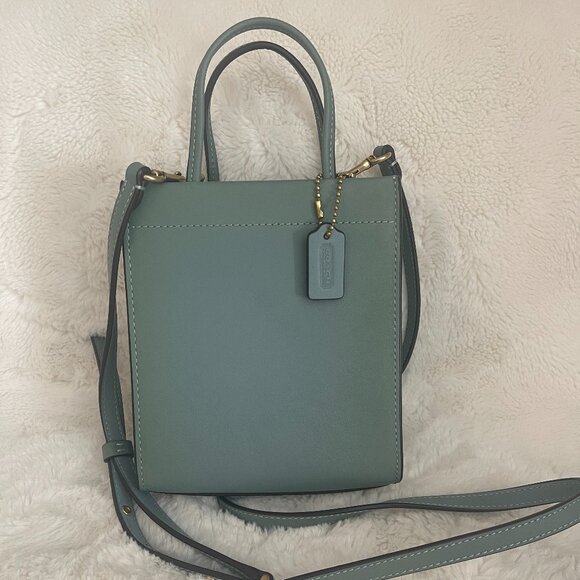 Coach Mini Cashin Tote Green Sage Glove Tanned Leather C4828 Crossbody Handbag - Picture 1 of 16